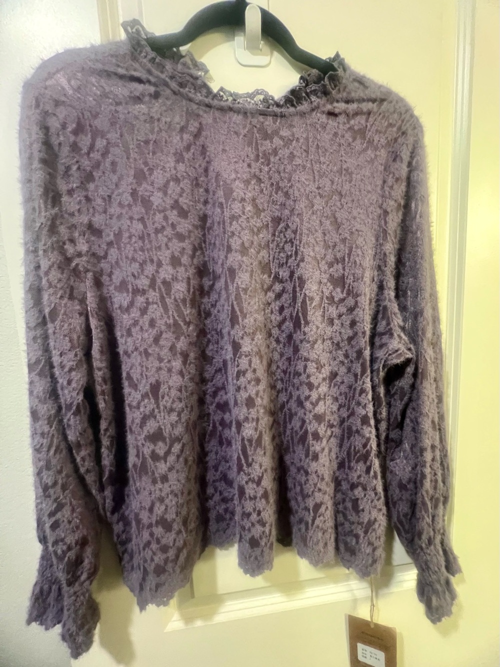 Lavender Fuzzy Knit Crewneck Sweater - Women's Soft Knit
